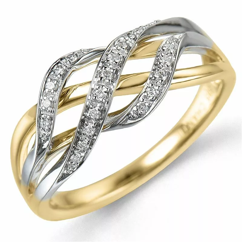 Diamant Ring in 14 Karat Gold mit Rhodium 0,10 ct - Abstrakten Ringe