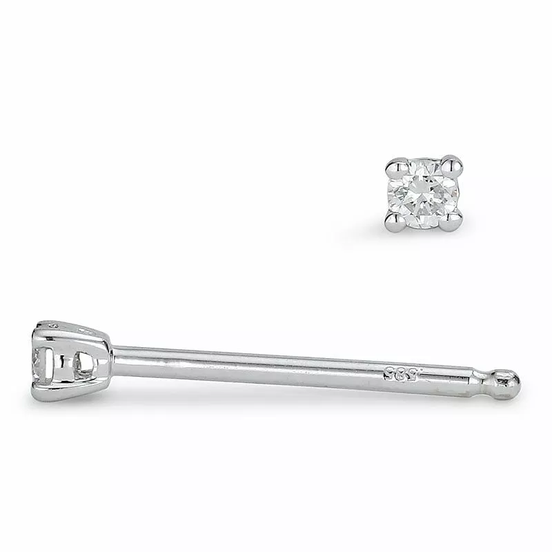 2 x 0,02 ct Solitärohrstecker in 14 Karat Weißgold mit Diamant - Ohrringe mit Solitär