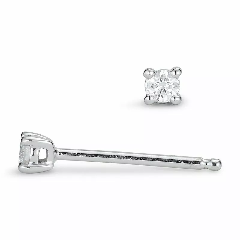 2 x 0,04 ct Diamant Solitärohrstecker in 14 Karat Weißgold mit Diamant - Ohrringe mit Solitär