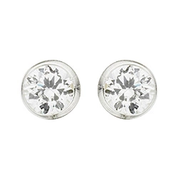 3 mm Scrouples runden Ohrringe in Silber weißen Zirkonen - Rund Ohrringe - Schöne Runder Ohrringe in modernen Designs