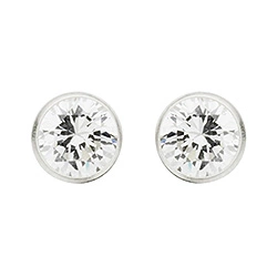 5 mm Scrouples runden Ohrringe in Silber weißen Zirkonen - Rund Ohrringe - Schöne Runder Ohrringe in modernen Designs