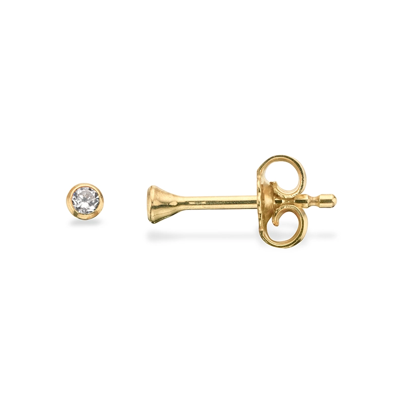 2 mm Scrouples runden Ohrringe in vergoldetem Sterlingsilber weißen Zirkonen - Rund Ohrringe - Schöne Runder Ohrringe in modernen Designs