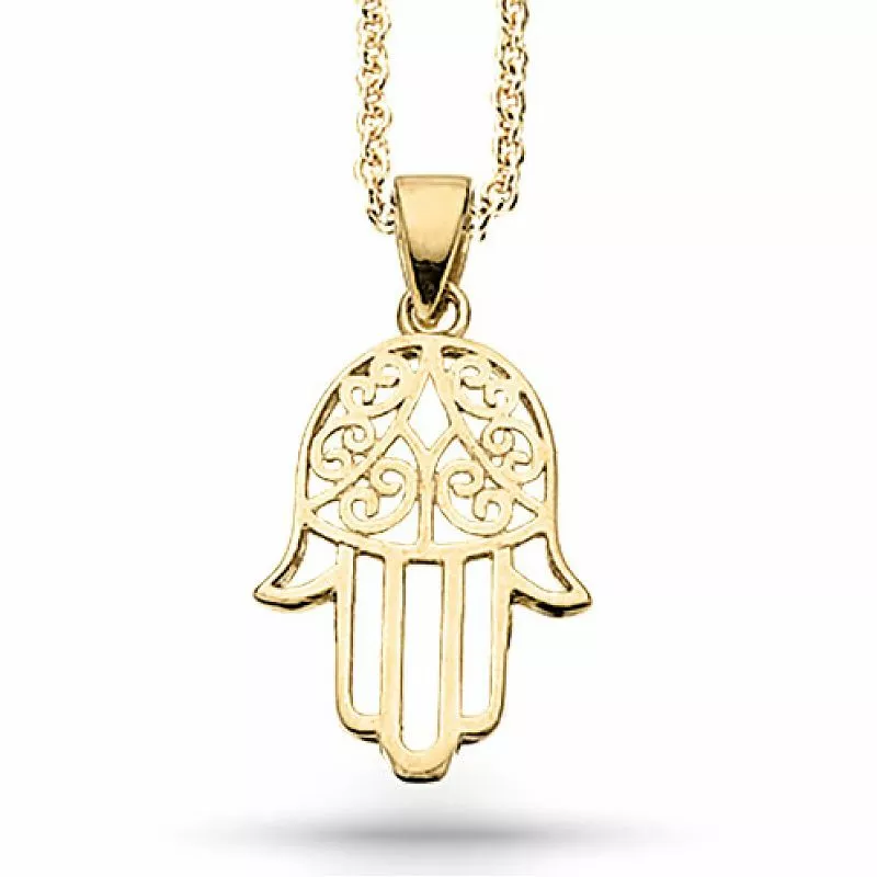 Scrouples Hamsas Hand Anhänger mit Halskette in vergoldetem Sterlingsilber - Formen Hamsas Hand Anhänger