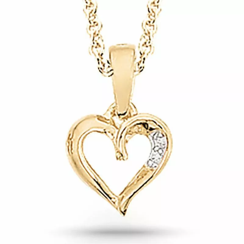 Scrouples Anhänger mit Halskette in vergoldetem Sterlingsilber weißem Zirkon - Herzanhänger - Schöne Herz Anhänger in elegantem Design