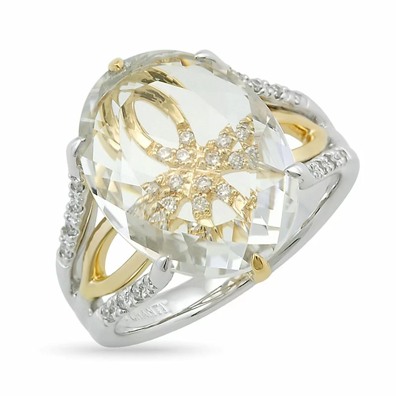 Quarz Diamantring in 14 Karat Gold- und Weißgold 0,16 ct 6,00 ct - Quarzringe - Kaufen Sie günstige Ringe in modernem Design