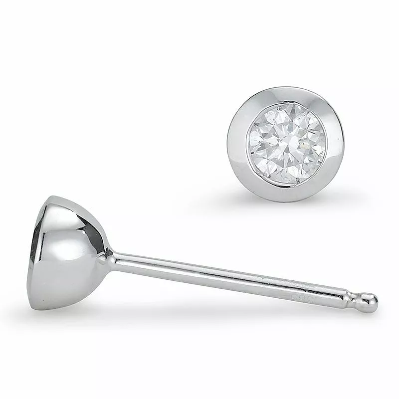 2 x 0,15 ct Diamant Solitärohrstecker in 14 Karat Weißgold mit Diamant - Ohrringe mit Solitär