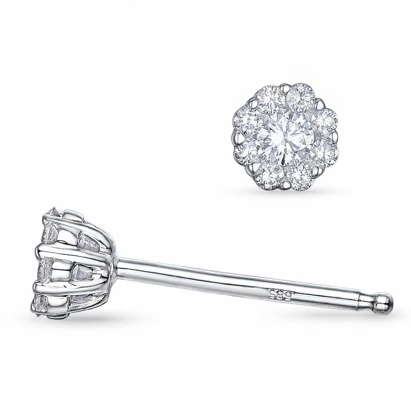 Blumen Diamant Ohrstecker in 14 Karat Weißgold mit Diamant - Rund Ohrringe - Schöne Runder Ohrringe in modernen Designs