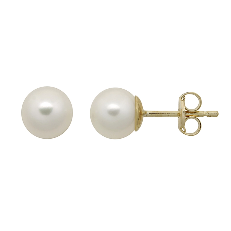 7 mm Støvring Design runden weißen Perle Ohrringe in 8 Karat Gold - Weiße Ohrringe - Bestellen Sie online Ohrringe in Weiß