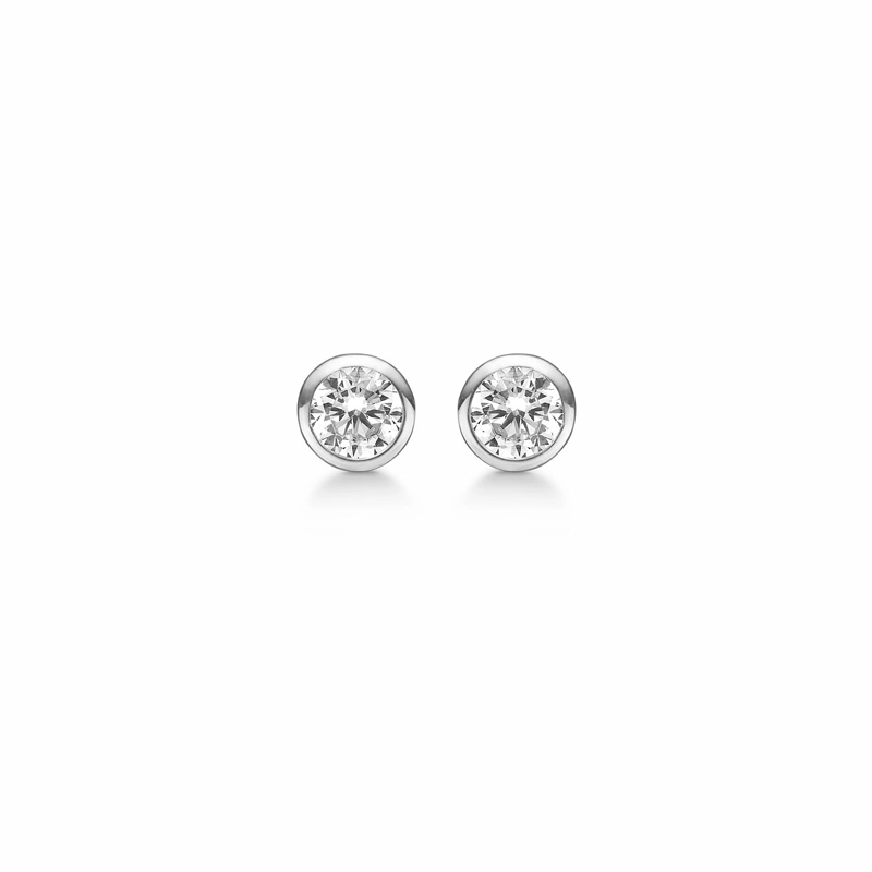 5 mm Støvring Design Ohrringe in Silber weißem Zirkon - Rund Ohrringe - Schöne Runder Ohrringe in modernen Designs