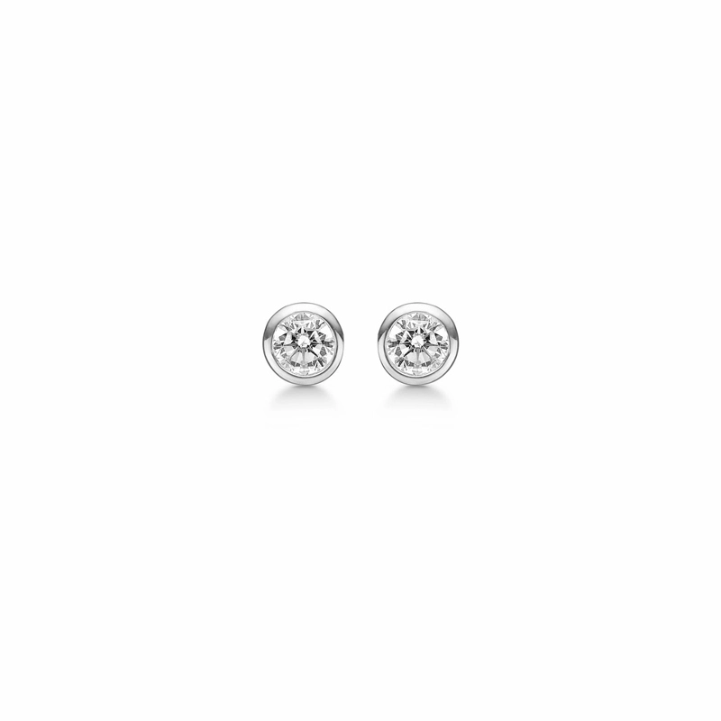 4 mm Støvring Design runder Ohrringe in Silber weißem Zirkon - Rund Ohrringe - Schöne Runder Ohrringe in modernen Designs