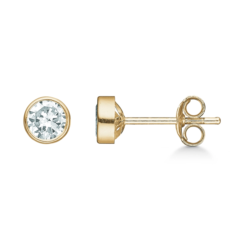 5 mm støvring design ohrringe in 14 karat gold weißen zirkonen - Rund Ohrringe - Schöne Runder Ohrringe in modernen Designs