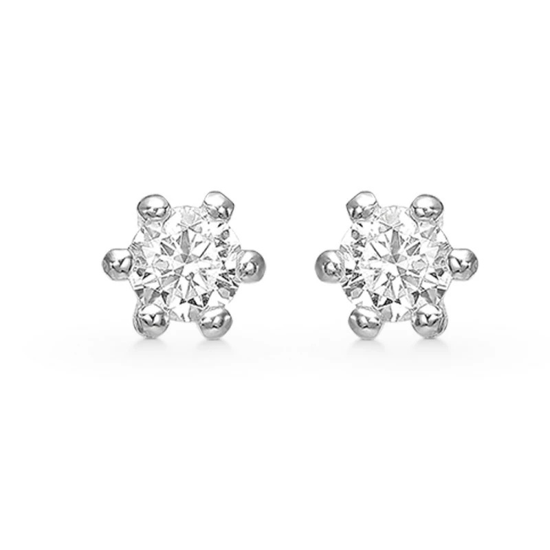 3 mm Støvring Design Zirkon Ohrstecker in Silber weißem Zirkon - Rund Ohrringe - Schöne Runder Ohrringe in modernen Designs