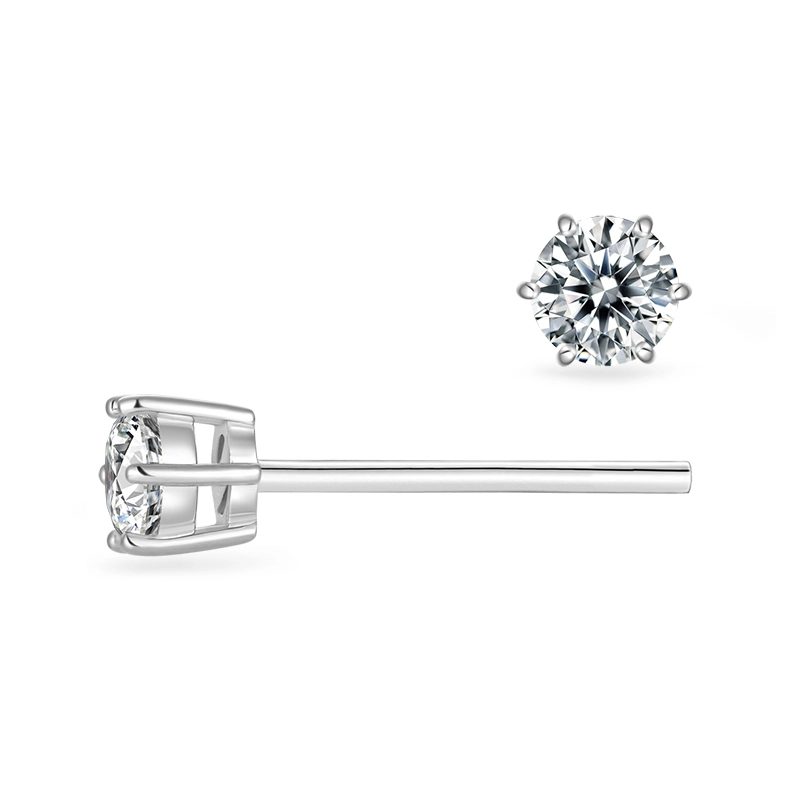 5 mm Støvring Design Ohrringe in Silber weißem Zirkon - Rund Ohrringe - Schöne Runder Ohrringe in modernen Designs