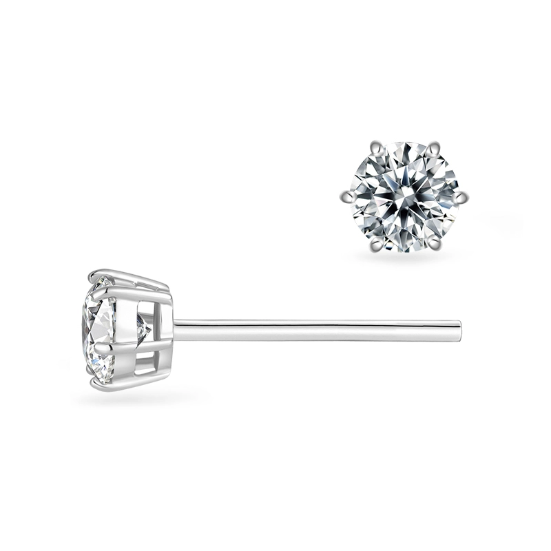 6 mm Støvring Design Ohrringe in Silber weißem Zirkon - Rund Ohrringe - Schöne Runder Ohrringe in modernen Designs