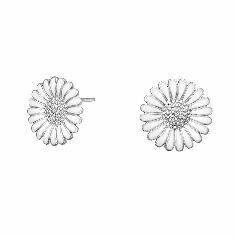 10 mm Siersbøl Marguerite Ohrringe in Silber weißem Emaille - Marguerite Ohrringe