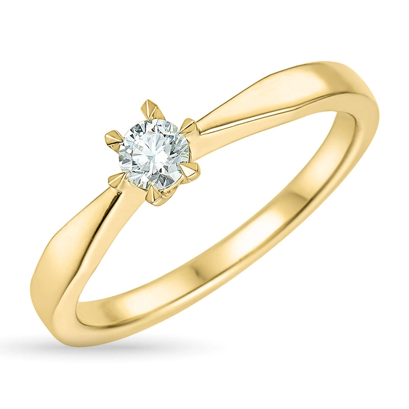 4,5 mm Zirkon Goldring aus 9 Karat Gold - Solitär Ring - Modernen Solitärringe, kaufen eine Solitärring hier