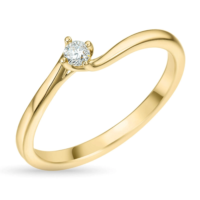 3,3 mm Zirkon Goldring aus 9 Karat Gold - Solitär Ring - Modernen Solitärringe, kaufen eine Solitärring hier