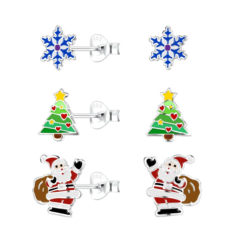 Weihnachten Kinderohrringe in Silber - Little Ones - Formen Feiertage Weihnachten