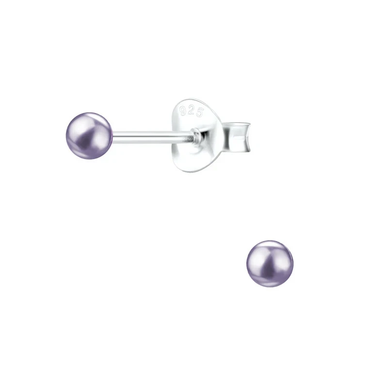 3 mm Perle Ohrstecker in Silber - Lila Ohrringe - Kaufen Sie preiswerte Ohrringe in Lila online