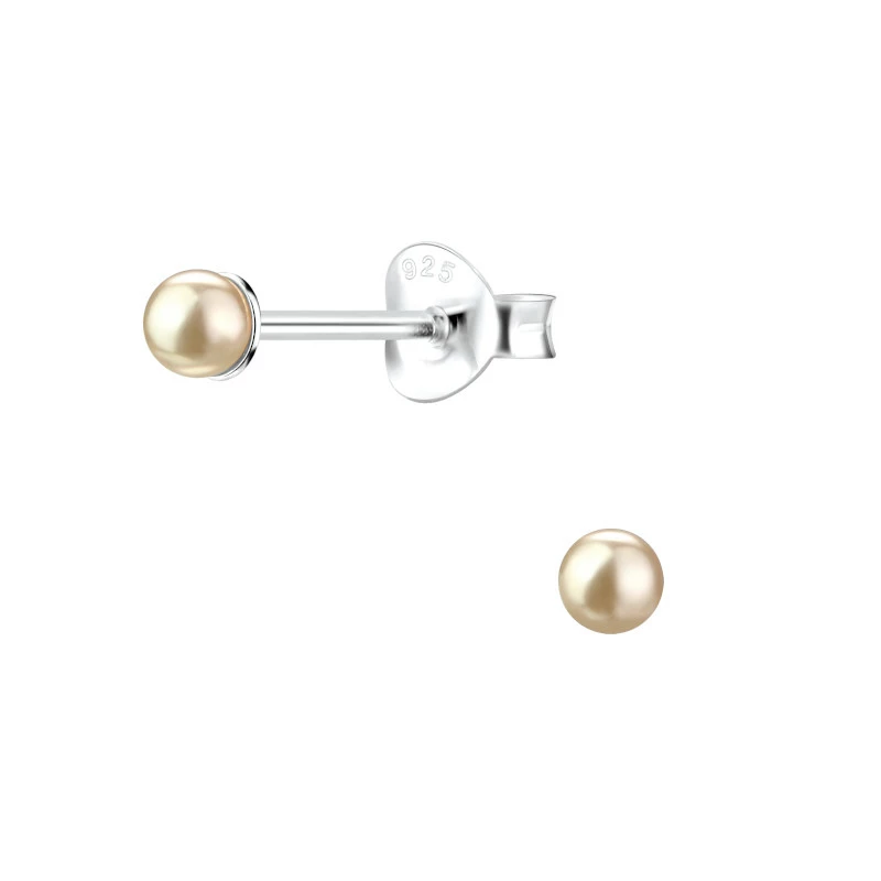 3 mm Perle Ohrstecker in Silber - Silber Ohrringe