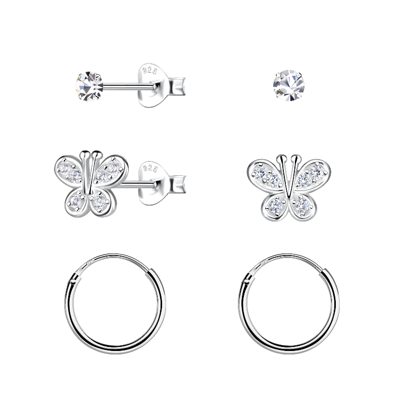 Schmetterlinge Kreole in Silber - Tierohrringe - Ohrringe mit Tieren in tollem Design - Online