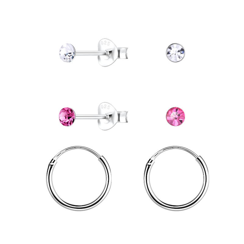 Zirkon Kreole in Silber - Little Ones - Formen Schmuckset