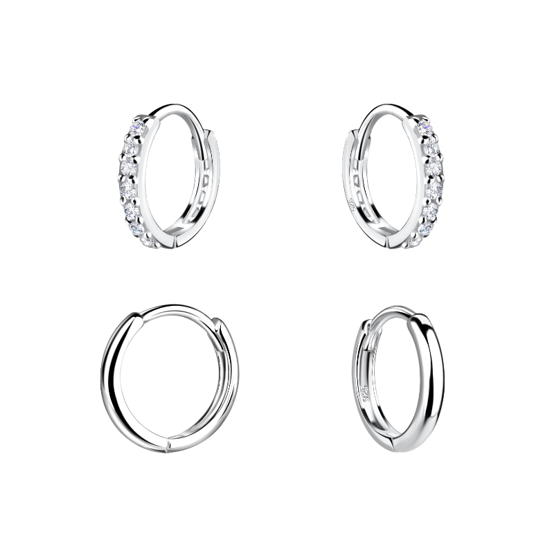Zirkon Kreole in Silber - Formen Schmuckset