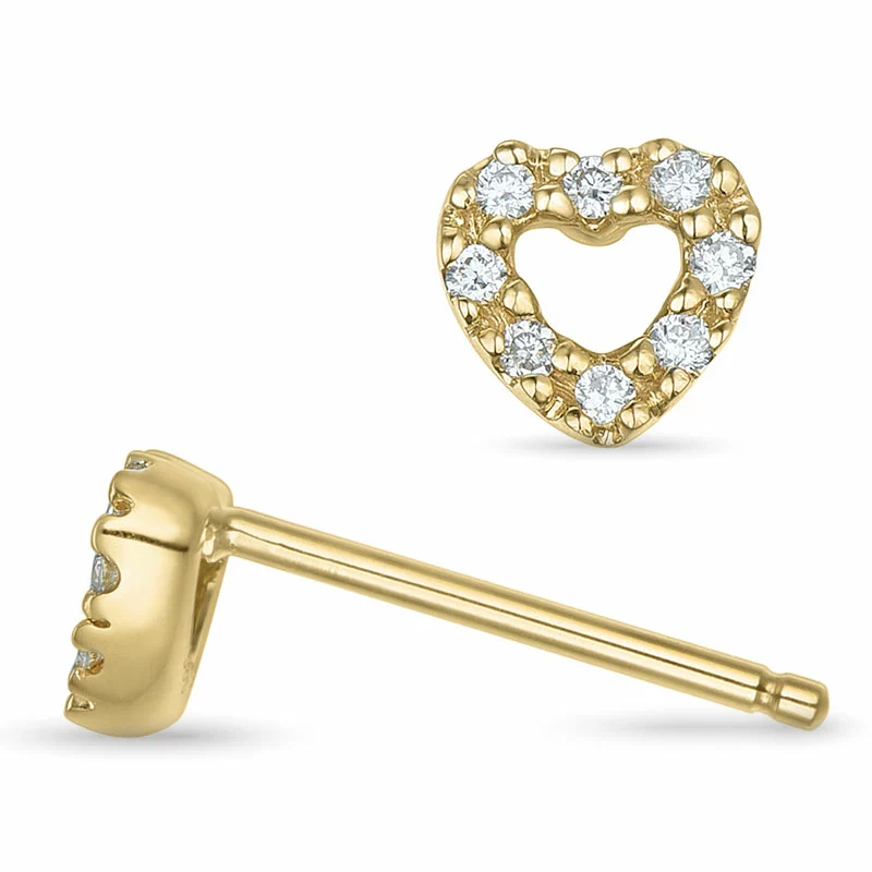 Kleinen herz diamant ohrstecker in 14 karat gold mit diamanten - Herz Ohrringe - Wir führen viele verschiedene Herzohrringe