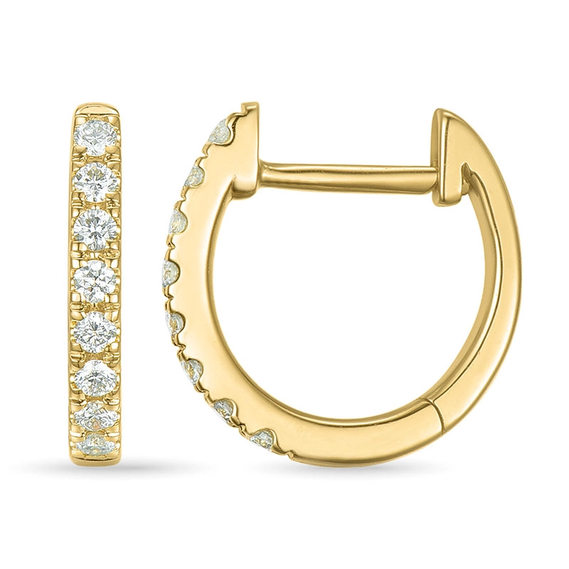 12,5 mm Diamant Kreole in 14 Karat Gold mit Diamant - Weiße Diamant Ohrringe