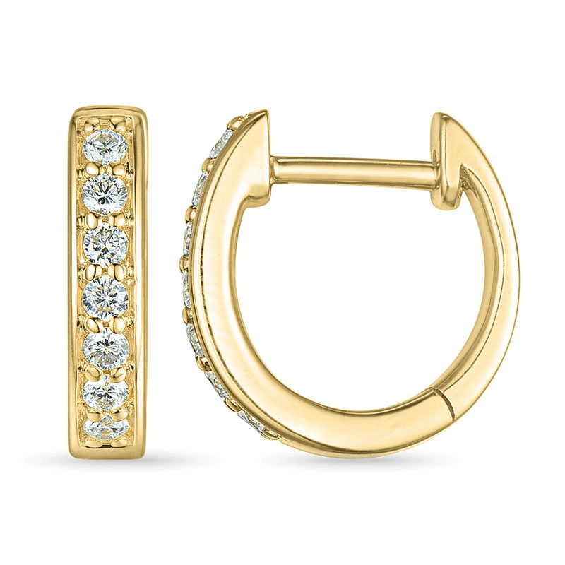 Diamant Kreole in 14 Karat Gold mit Diamant - Weiße Diamant Ohrringe