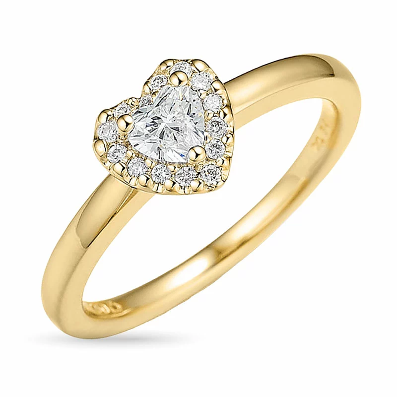 Herz diamantring in 14 karat gold 0,24 ct 0,08 ct - Weiße Diamant Ringe