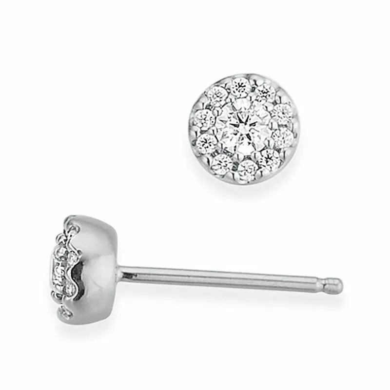 runden Brillantohrringen in 14 Karat Weißgold mit Diamant - Rund Ohrringe - Schöne Runder Ohrringe in modernen Designs