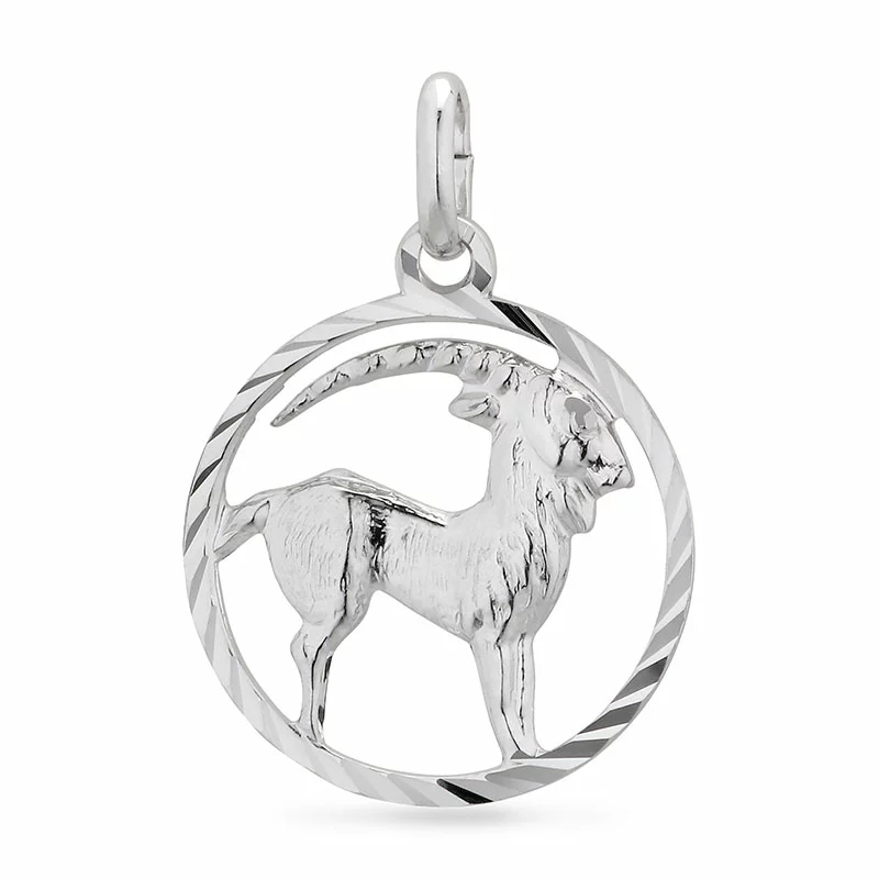 sternzeich steinbock Anhänger aus Silber - Runder Anhänger - Günstiger Anhänger für jeden Geschmack