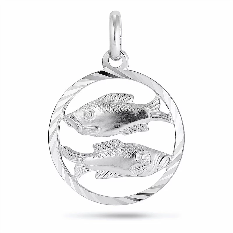 sternzeich fische Anhänger aus Silber - Runder Anhänger - Günstiger Anhänger für jeden Geschmack