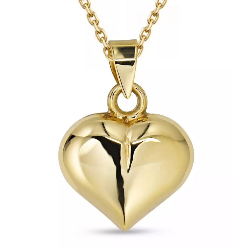 Herz Halskette aus vergoldetem Sterlingsilber und Anhänger aus 9 Karat Gold - Amoré - Herzanhänger - Schöne Herz Anhänger in elegantem Design
