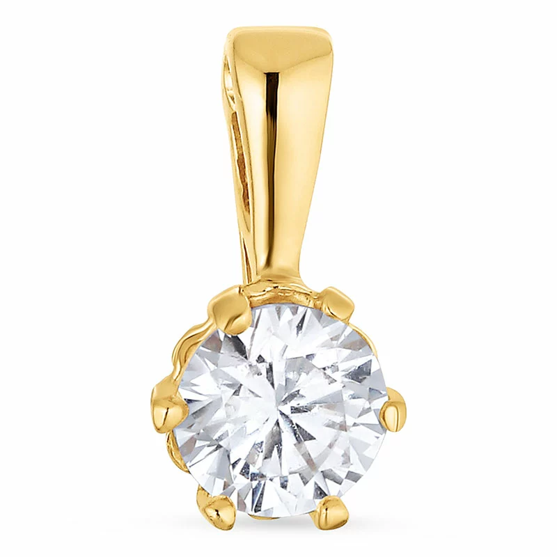 7 mm Zirkon Anhänger aus vergoldetem Sterlingsilber - Runder Anhänger - Günstiger Anhänger für jeden Geschmack