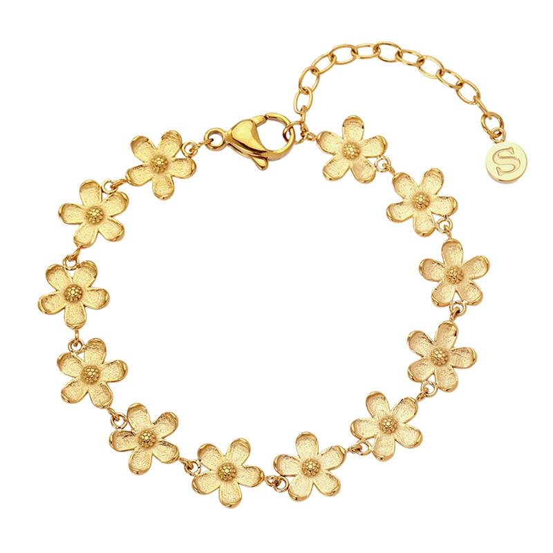 Sistie2ND Camelia Blume Armband in vergoldetem Edelstahl - Blumenarmbänder - Tolle Blumenarmbänder online