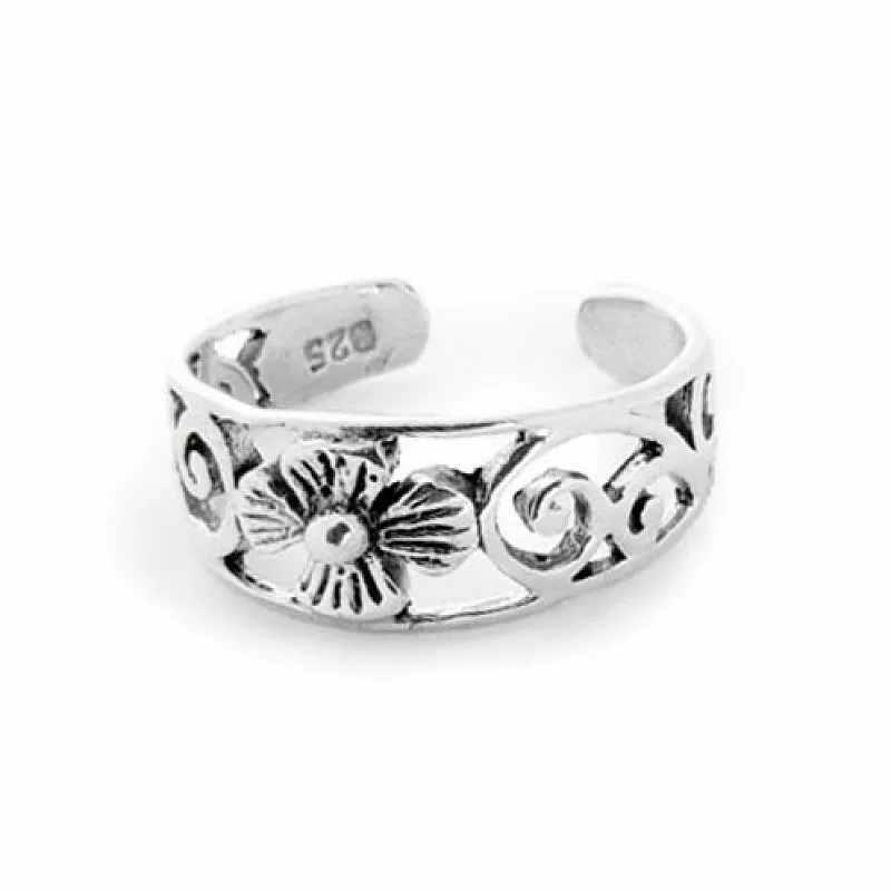 Blumen Zehenring aus Silber - Formen Blumen Zehenringe