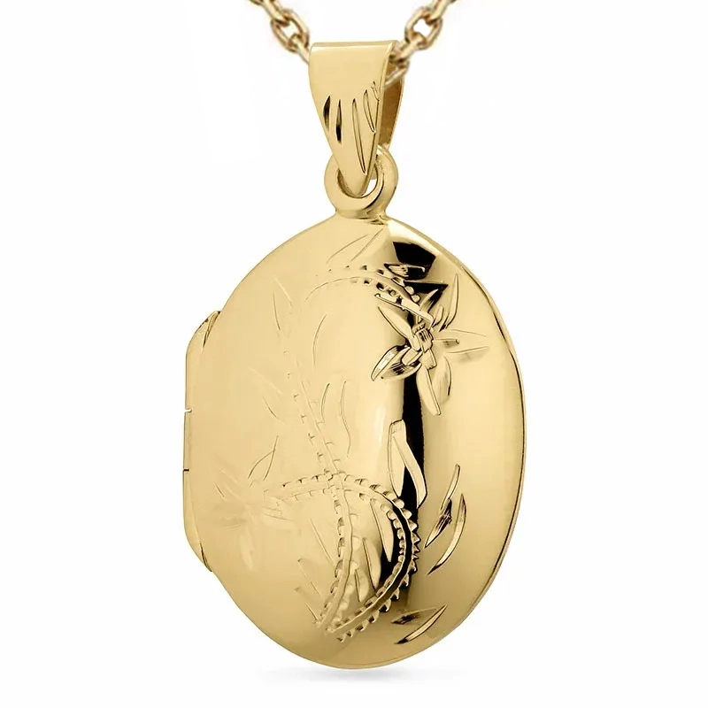 Halskette aus vergoldetem Sterlingsilber und Medaillon aus vergoldetem Sterlingsilber - Blumenanhänger - Hübsche Anhänger mit Blumen - Breite Auswahl