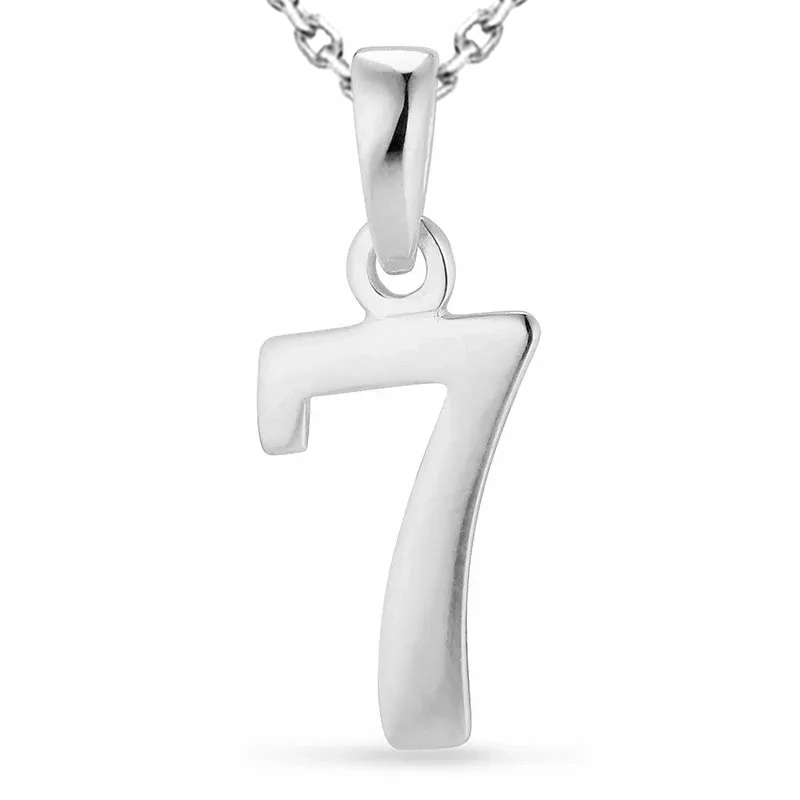 Zahl 7 Halskette aus Silber und Anhänger aus Silber - Anhänger aus Silber