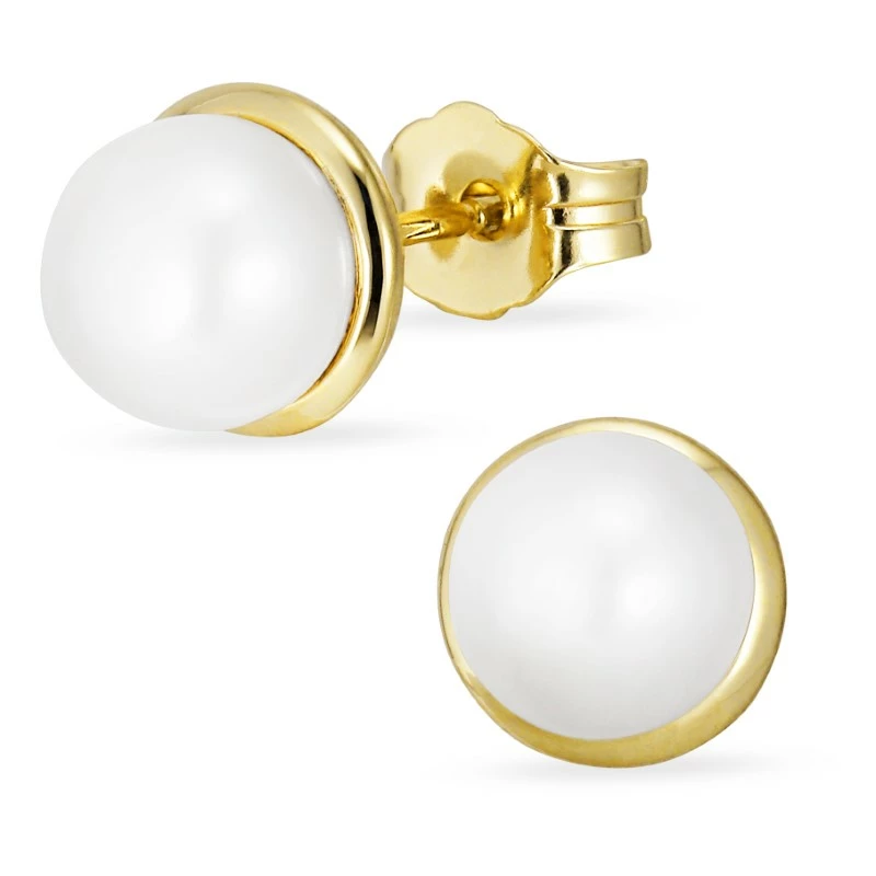 6-6,5 mm Ohrstecker in 8 Karat Gold - Gold Collection - Naturperlen