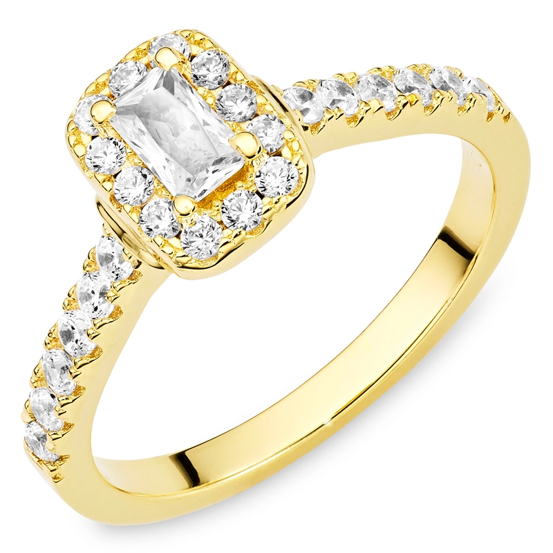 Zirkon Ring aus vergoldetem Sterlingsilber - Schmuck - Günstige Schmuck online kaufen hier auf Chanti