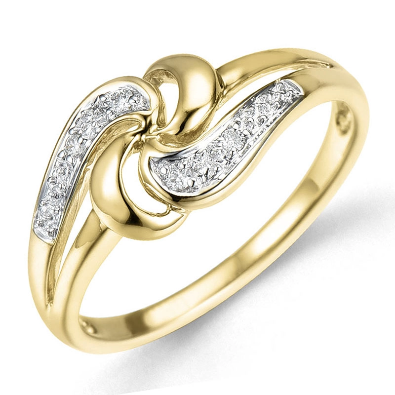 abstraktem Diamantring in 9 Karat Gold- und Weißgold 0,03 ct - Abstrakten Ringe