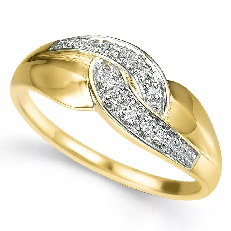 echten Brillantring in 9 Karat Gold- und Weißgold 0,05 ct - Abstrakten Ringe