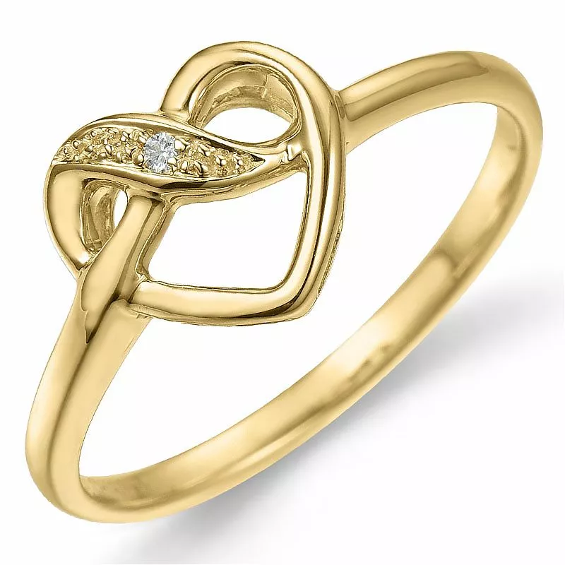 Herz Diamant Ring in 9 Karat Gold 0,008 ct - Ringe