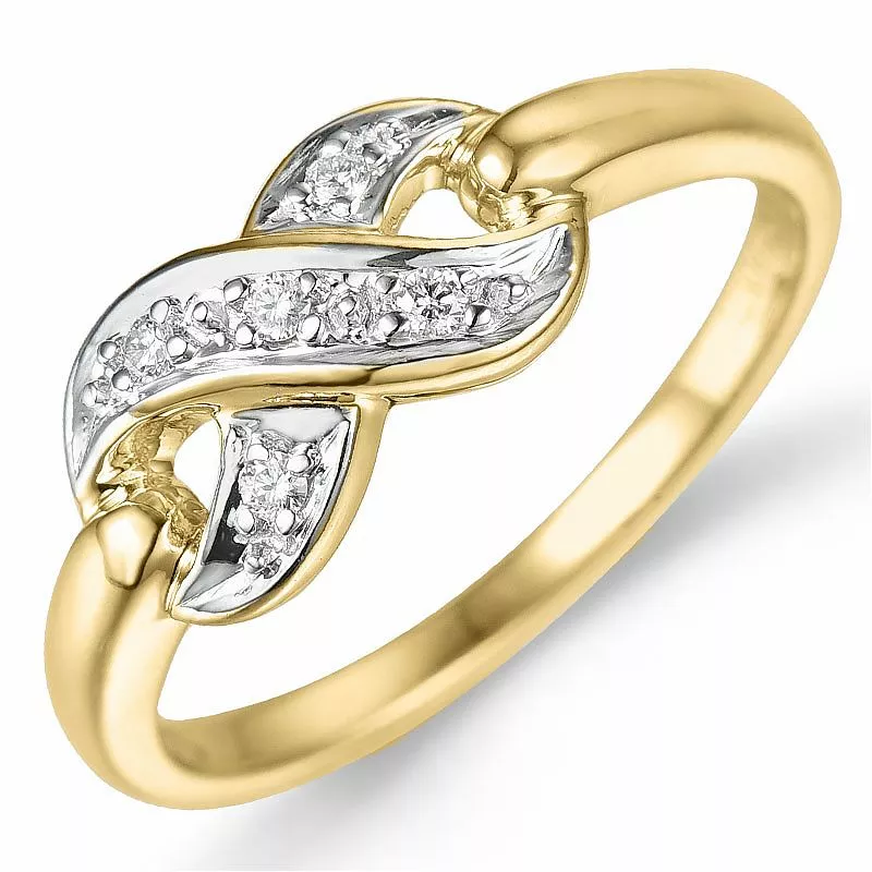 Diamant Ring in 9 Karat Gold- und Weißgold 0,05 ct - Infinity Ringe