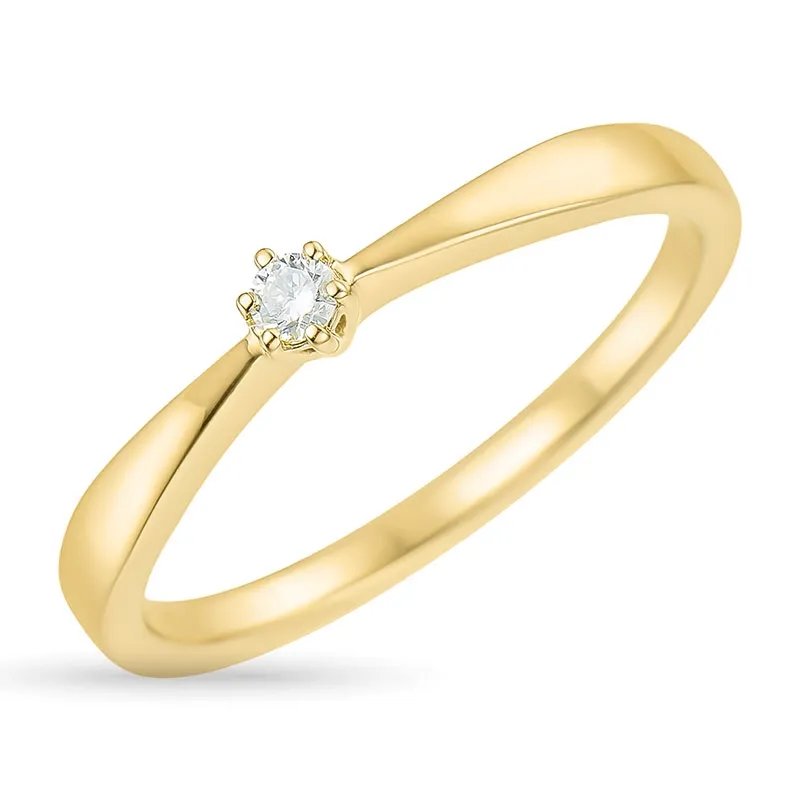0,05 ct Diamant Solitärring in 9 Karat Gold 0,05 ct - Solitärringe 1 x 0,05 ct - Gute Auswahl an Solitärringen online