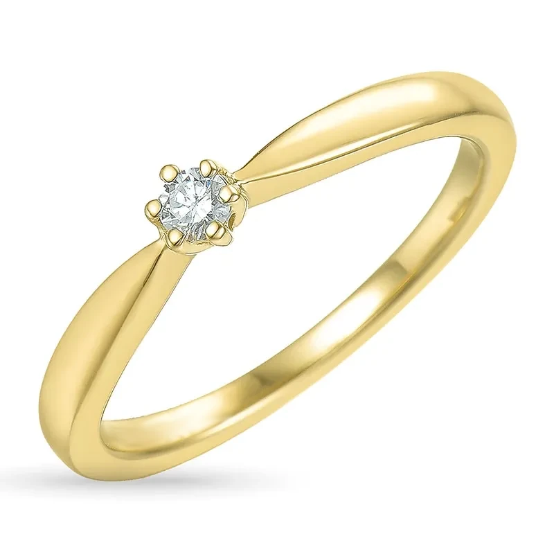 0,05 ct Diamant Solitärring in 9 Karat Gold 0,05 ct - Solitärringe 1 x 0,05 ct - Gute Auswahl an Solitärringen online