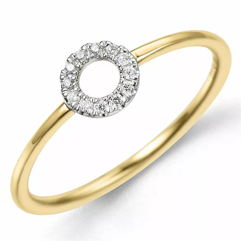 runder Diamantring in 9 Karat Gold- und Weißgold 0,06 ct - Rund Ring - Finden Sie Runder Ringe in schöne formen