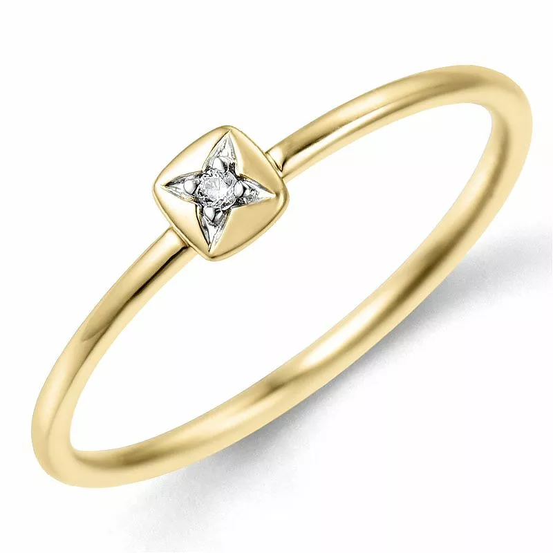 Stern diamantring in 9 karat gold- und weißgold 0,01 ct - Ringe
